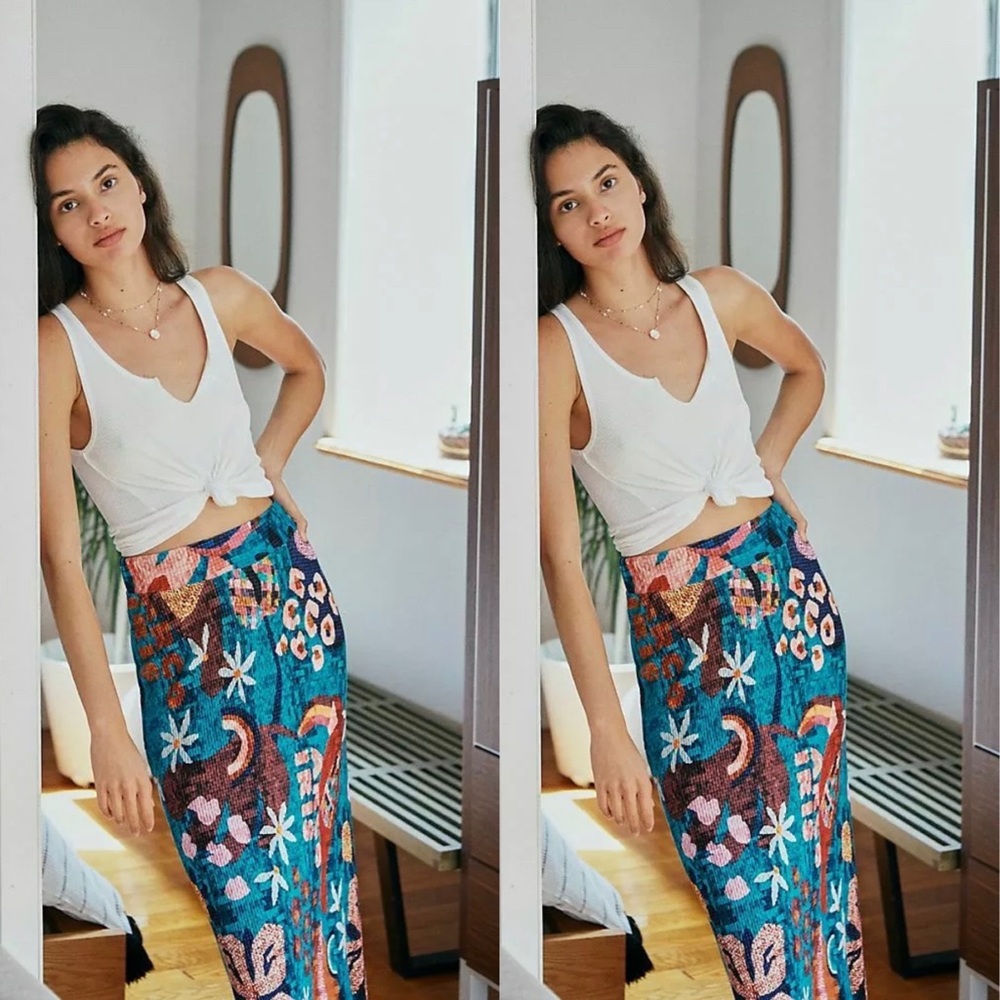Anthropologie Farm Rio Gabriela Floral Knit Skirt